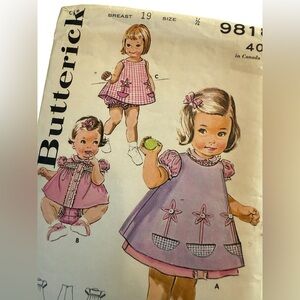 Rare Butterick Topper set & pinafore Pattern - size 1/2, 6 mos, 1960’s